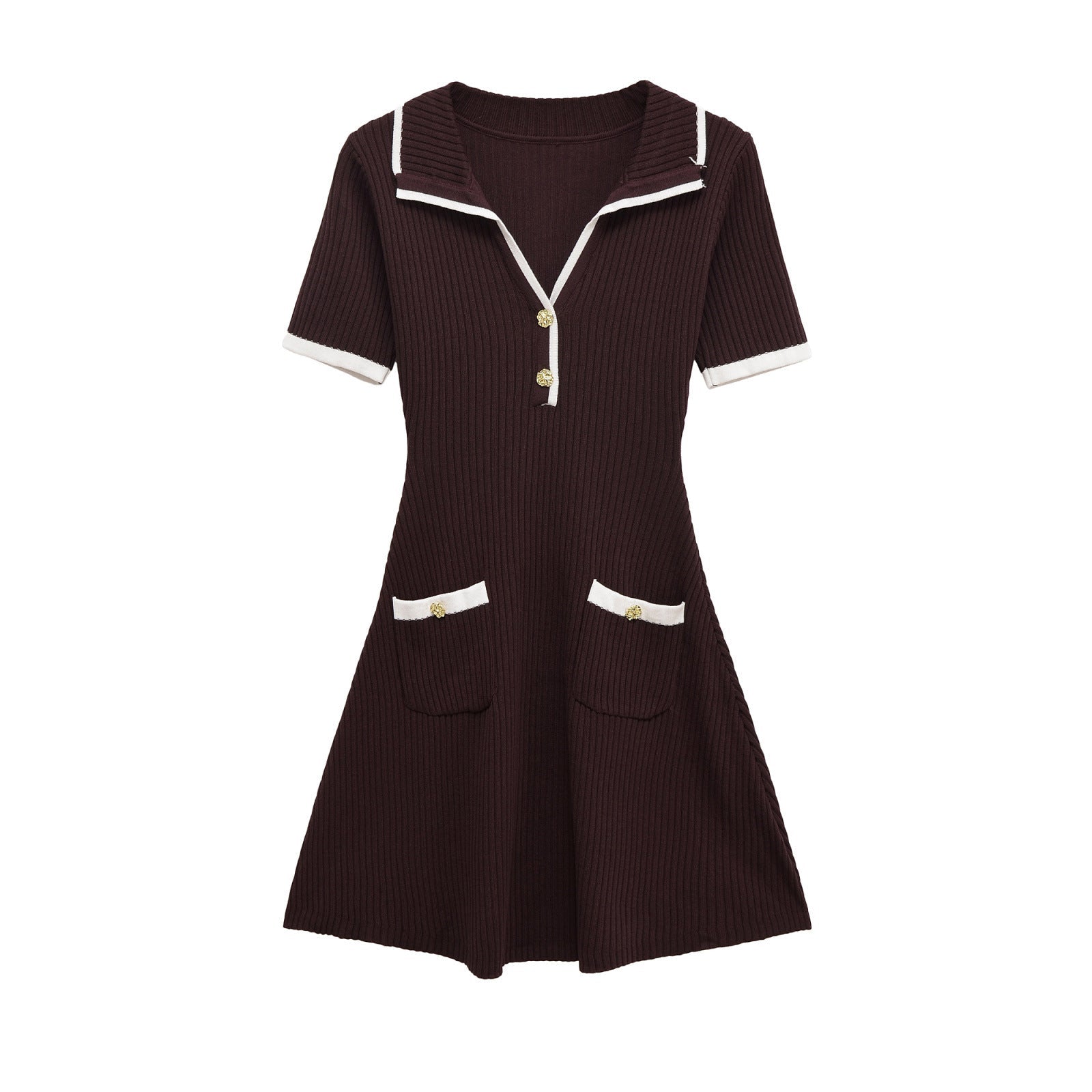 Women’s Short Sleeve Zip Front Mini Dress with Tailored Fit