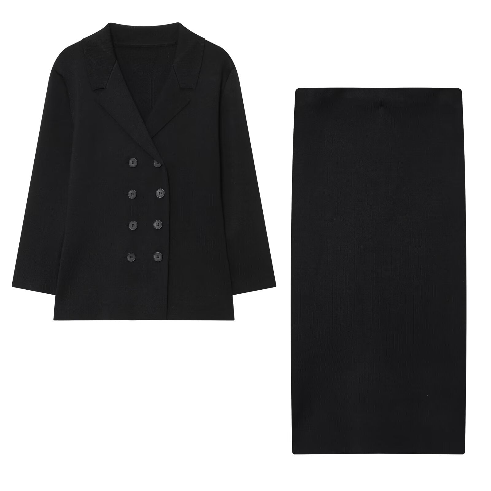 Button Front Blazer and Midi Skirt Set for Timeless Elegance