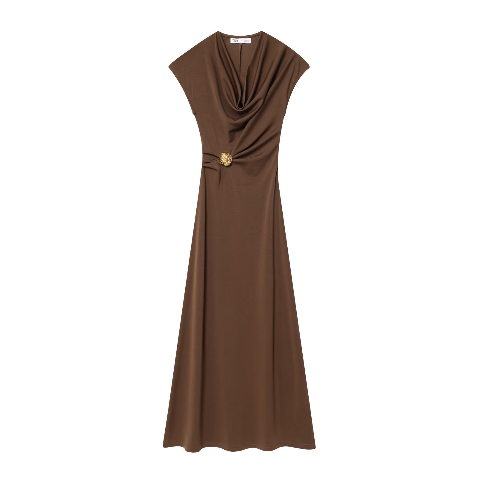 Draped Sleeveless Maxi Dress – Elegant Flowing Evening Style