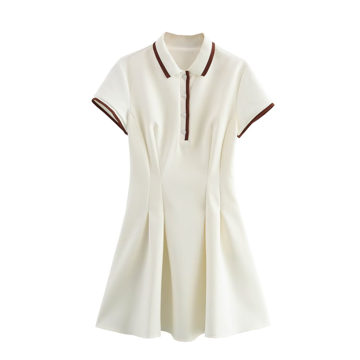 Women’s Short Sleeve Collared Mini Dress with Flared Skirt