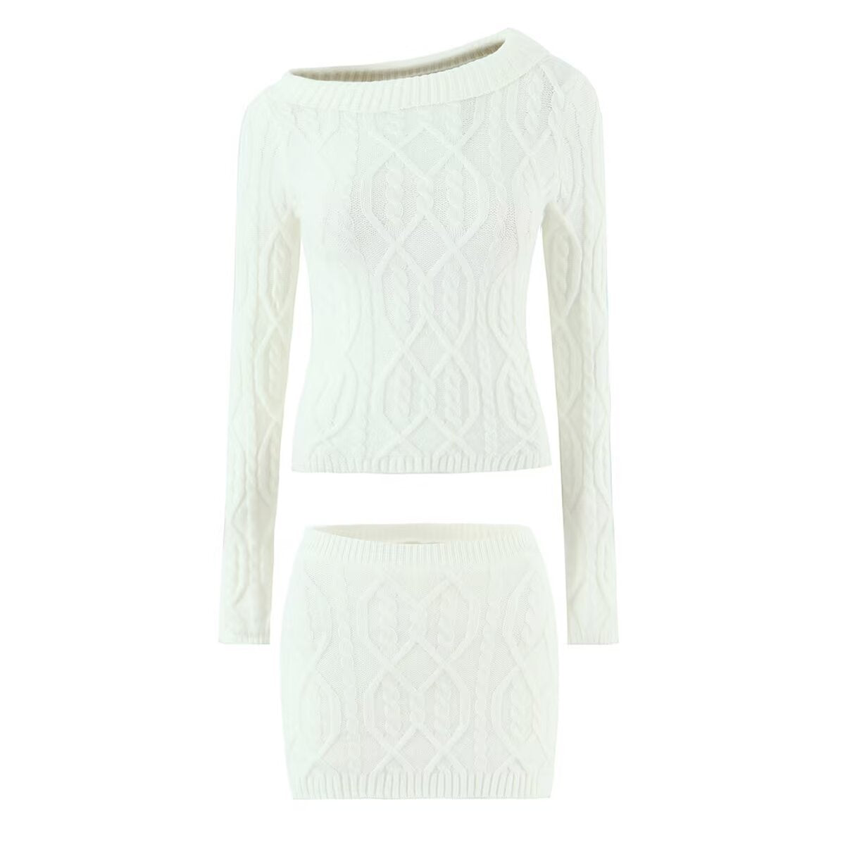 Off Shoulder Knit Top and Mini Skirt Set for Effortless Elegance