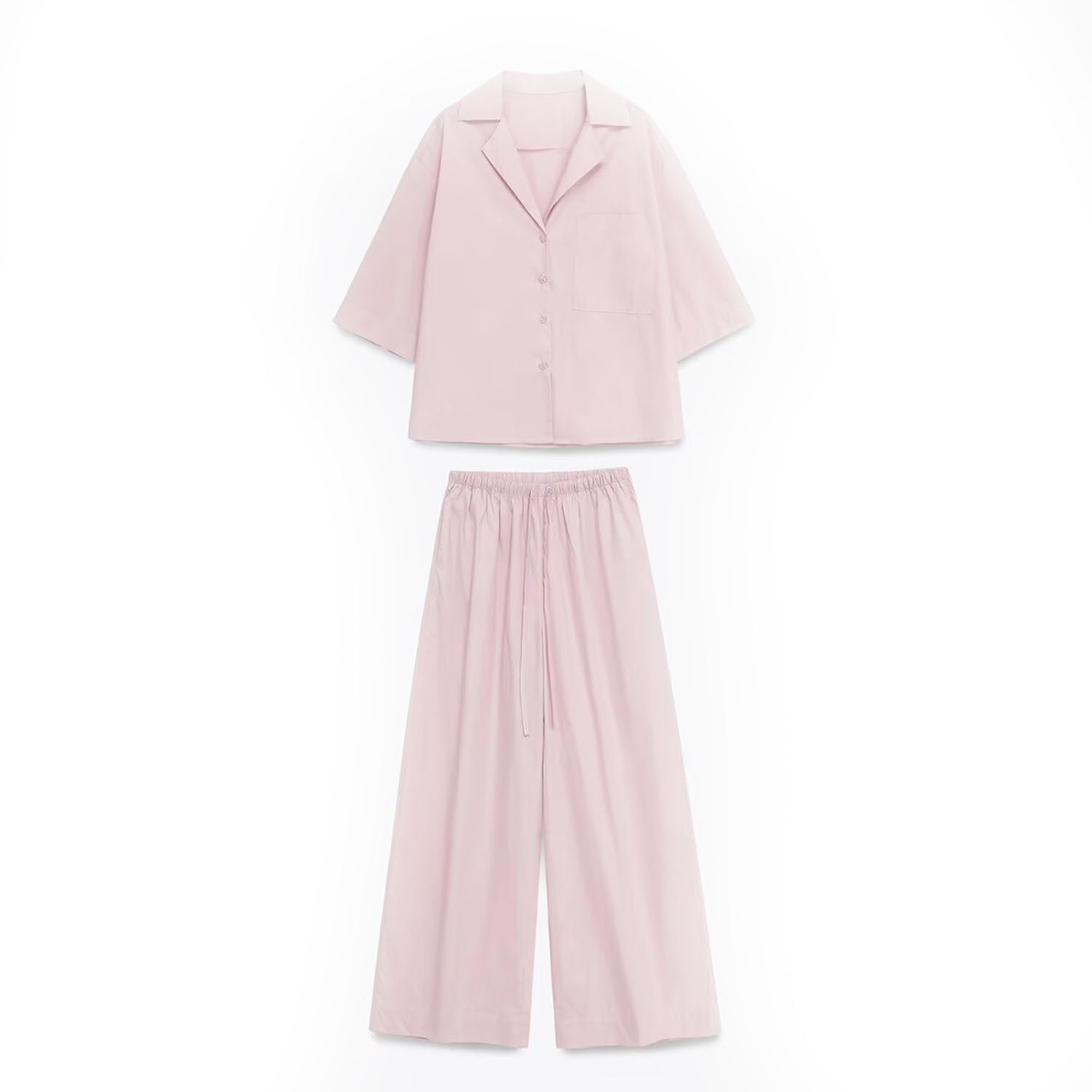 Short Sleeve Shirt and Wide Leg Trouser Set for Effortless Comfort