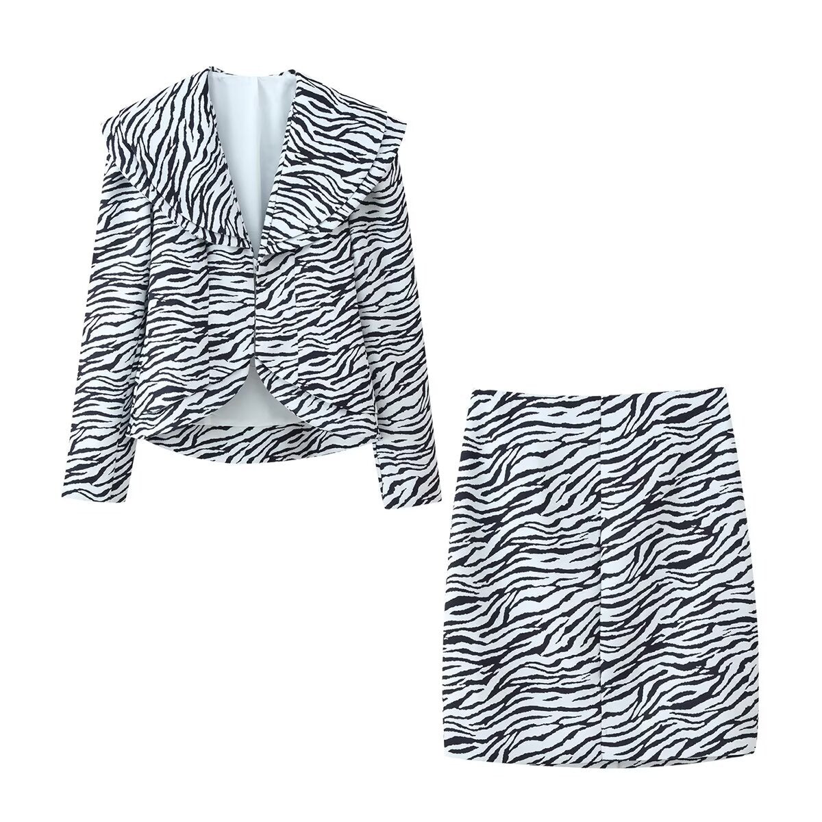 Zebra Print Blazer and Mini Skirt Set for Statement Style