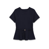 Short Sleeve Peplum Top with Structured Fit