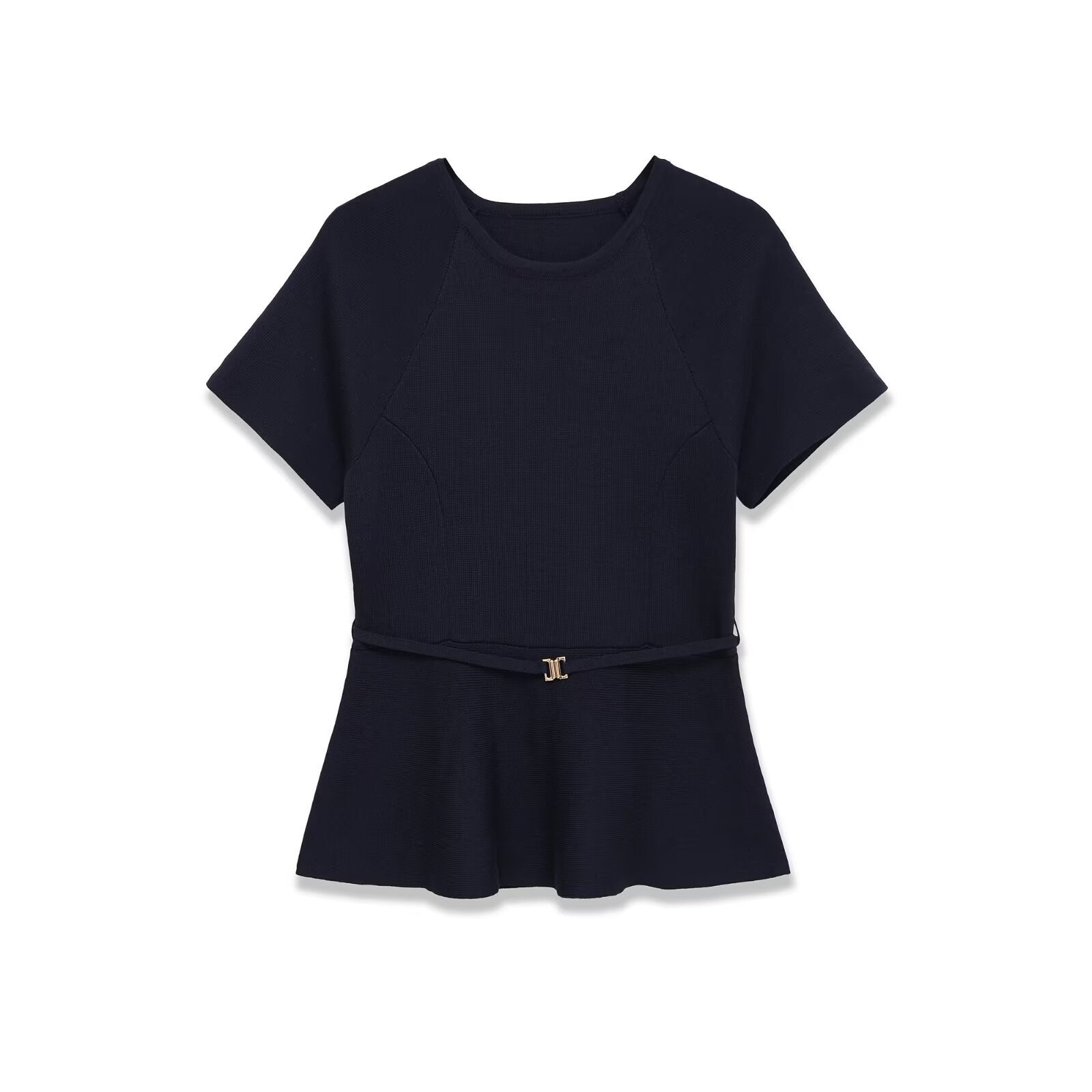 Short Sleeve Peplum Top with Structured Fit