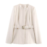Long Sleeve Top with Belted Waist for Refined Everyday Style