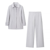 Relaxed Button Shirt and Straight Leg Trouser Set for Modern Comfort