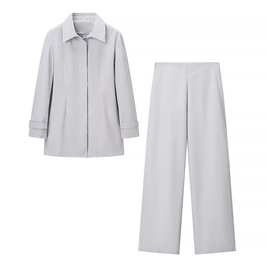 Relaxed Button Shirt and Straight Leg Trouser Set for Modern Comfort