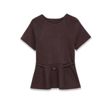 Short Sleeve Peplum Top with Structured Fit