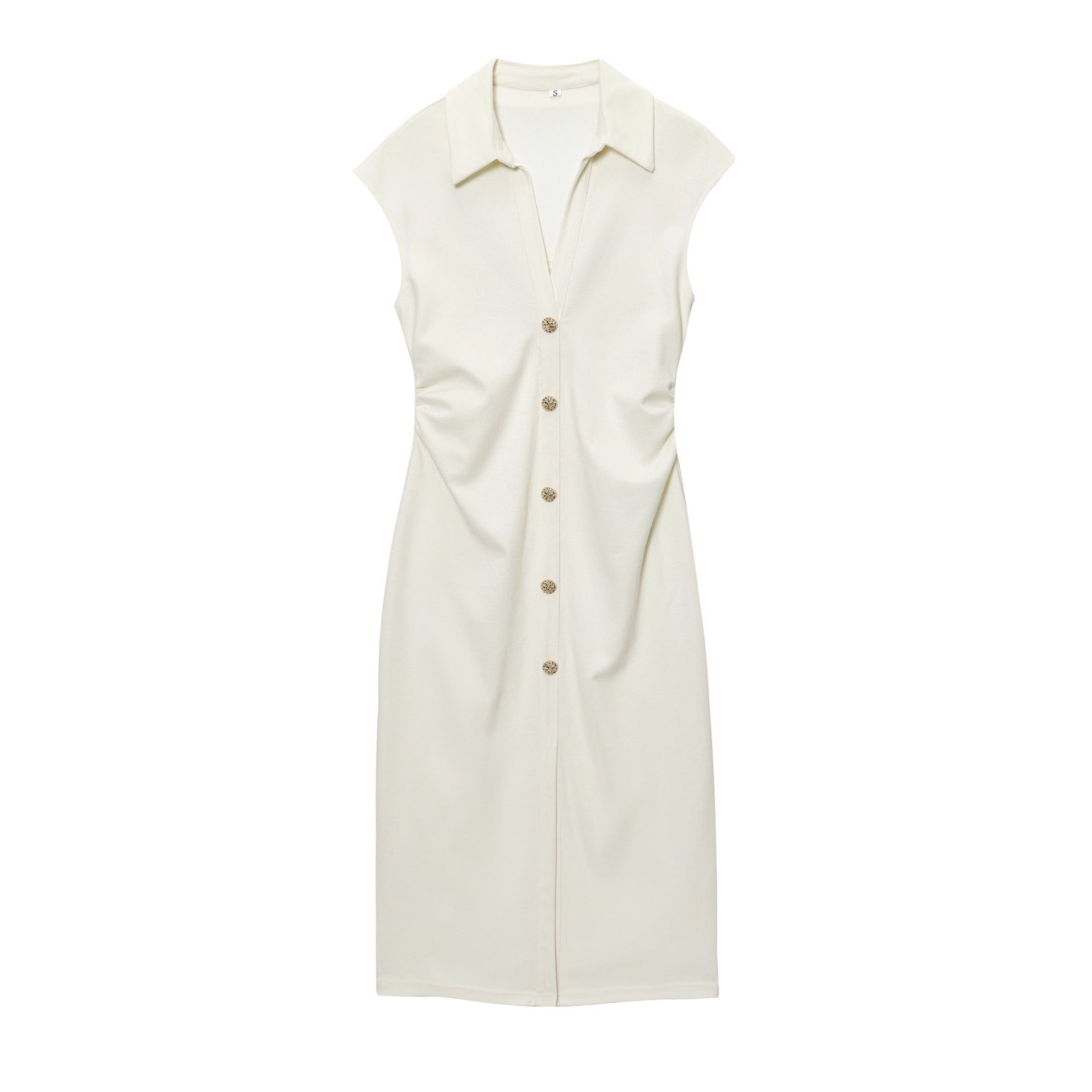 Sleeveless Button Front Midi Dress – Elegant Tailored Everyday Style