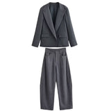 Classic Blazer and Wide Leg Trouser Set for Timeless Elegance