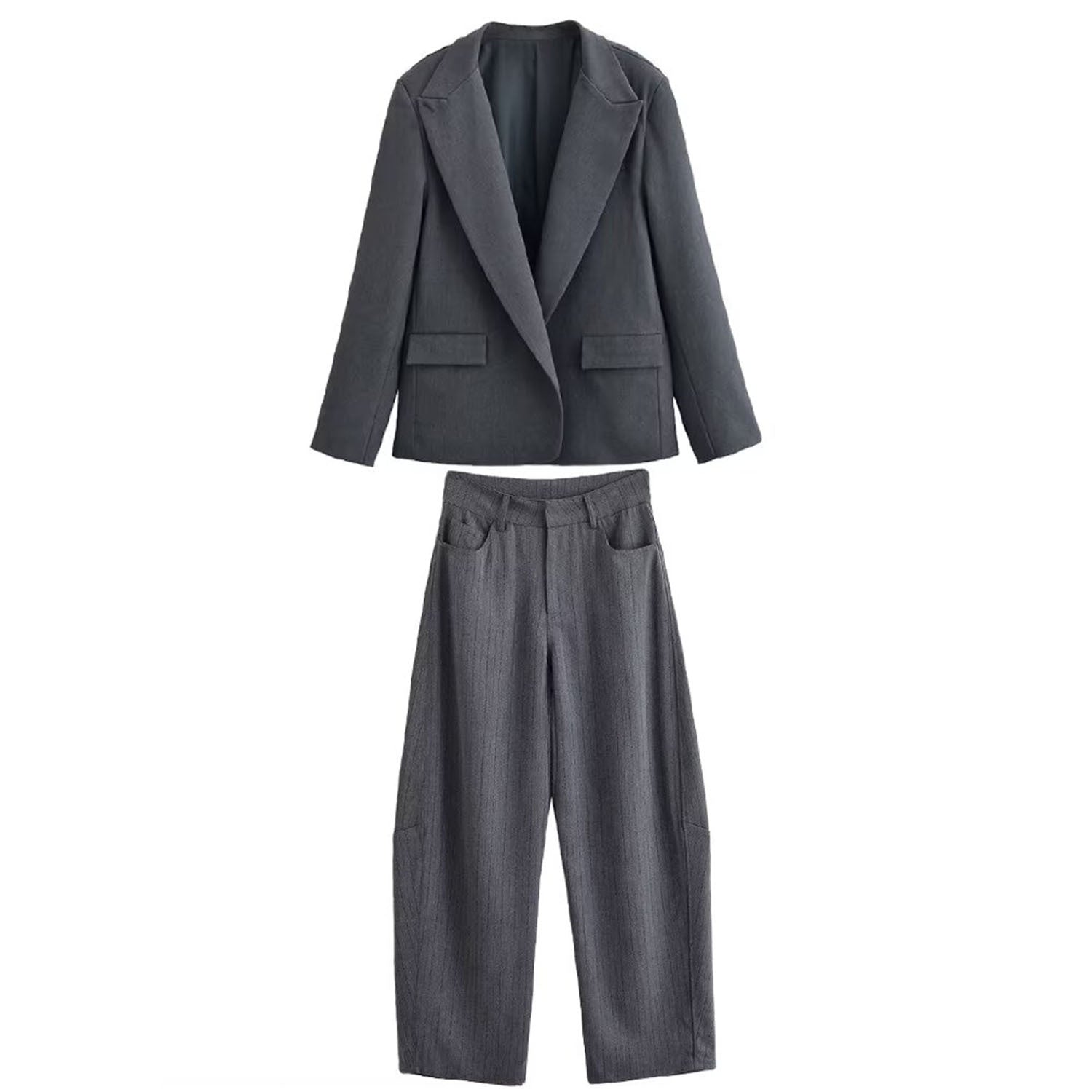 Classic Blazer and Wide Leg Trouser Set for Timeless Elegance