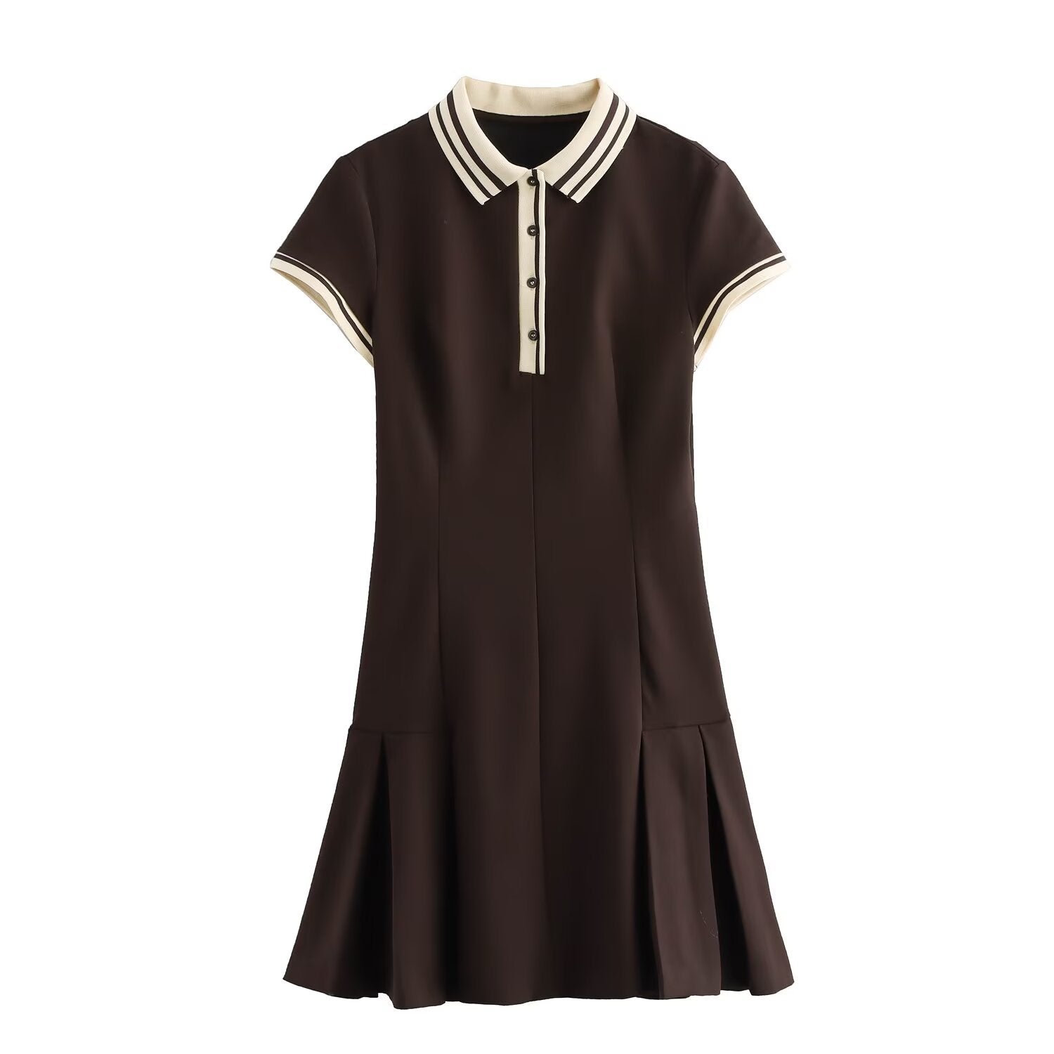 Women’s Short Sleeve Collared Mini Dress with Flared Skirt