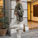 קרדיגן סרוג אוברסייז חמים עם כפתורים