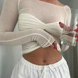 טופ רשת שקוף עם חזיית קפלים מובנית