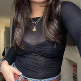 טופ רשת שקוף עם חזיית קפלים מובנית