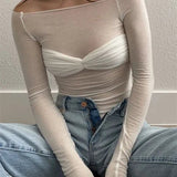 טופ רשת שקוף עם חזיית קפלים מובנית