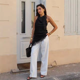 טופ אסימטרי אלגנטי עם תחרה מחמיאה