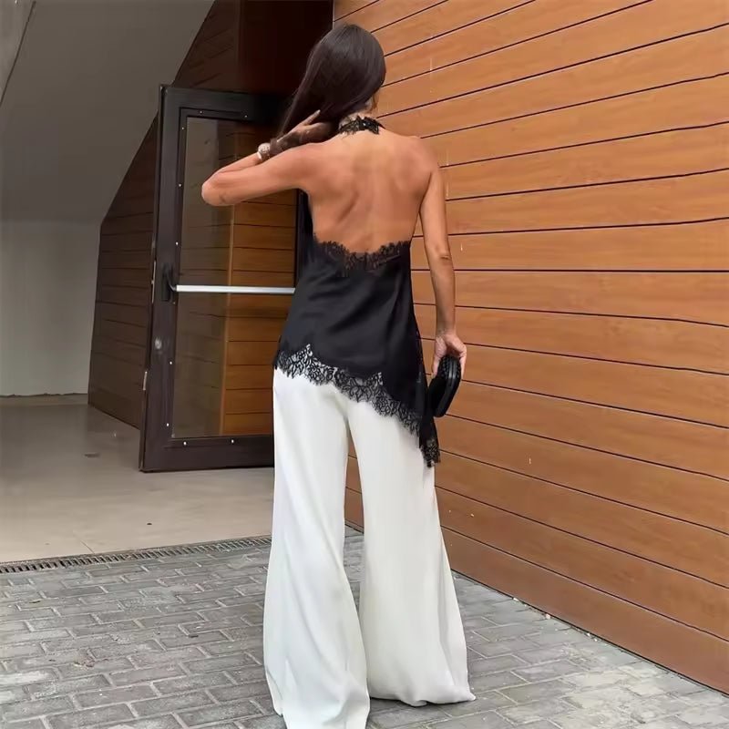 טופ אסימטרי אלגנטי עם תחרה מחמיאה