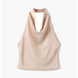 טופ סאטן אלגנטי עם קשירת צוואר ונפילה מחמיאה