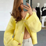 קרדיגן סרוג רופף עם מחשוף V וגזרה נינוחה